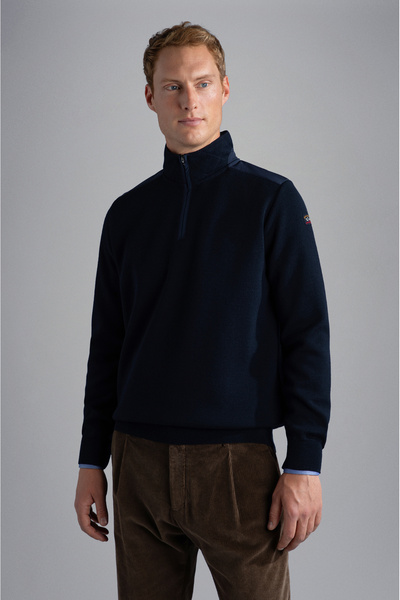 PAUL&SHARK MEN'S ZIPPED PULLOVER C.WWOOL