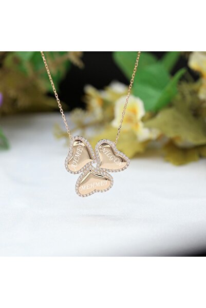 Takı Boom Isimli Aile Kolyesi 3 Lü Kalp Gümüş Kolye