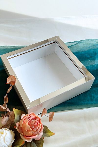 Verda Çerçeve 25x25 Cm Alb-argintiu Cadru de memorie adâncă-6 Cm Cadru de memorie adâncime Cutie de trandafiri! Hkm Comerț
