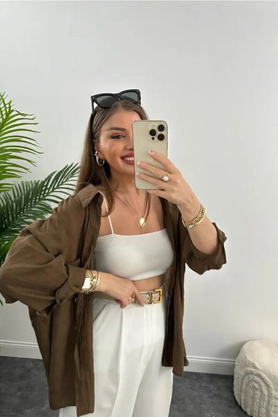 Laluvia Oversize košeľa bez ramena