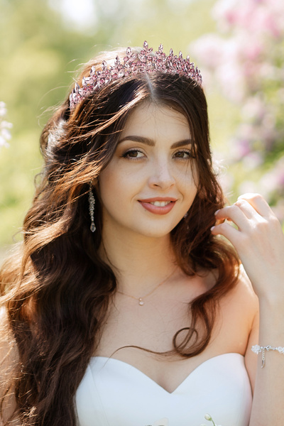 Limelia Coroană de mireasă cu piatră de cristal, coroană de nuntă pentru feme...