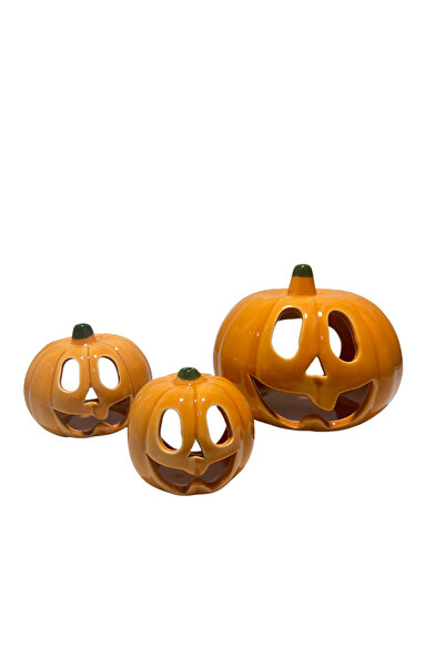 Lara Karma Balkabağı Model 3'lü Mumluk Biblo