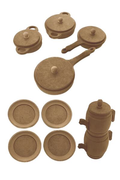 Genel Markalar Ahşap Oyuncak Tencere Tava Çaydanlık Tabak Seti