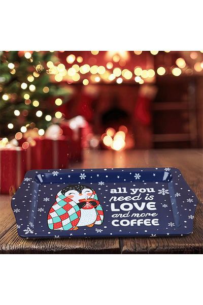 Myros Dark Blue Penguin Mini Metal Tray