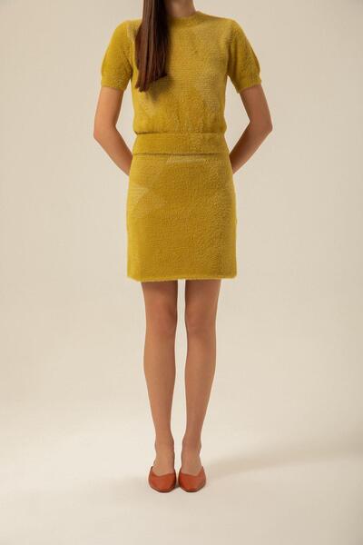 rue Зелена міні-спідниця з блоковим візерунком