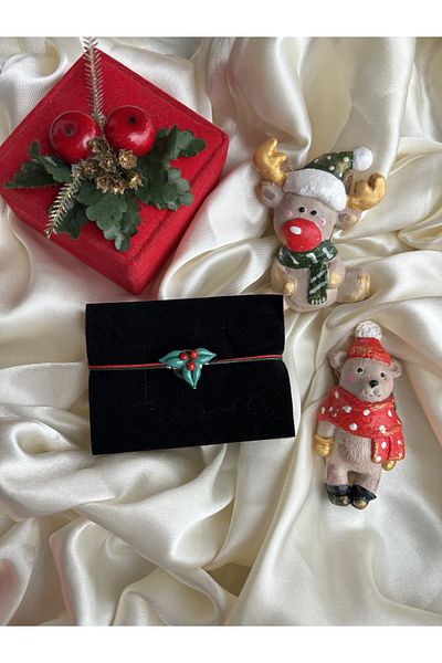 PEONY - peonyofficiall Christmas Flower Kokina Glass Murano Bracelet Red-Green Stringed New Year Themed Christmas Bracelet