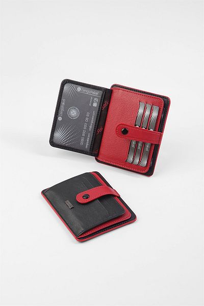 CENGİZ PAKEL Cengiz Pakel Genuine Leather Black-red Unisex Card Holder 2453t