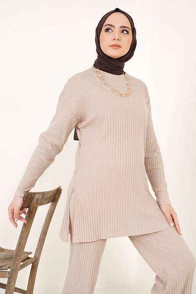 EkoGiyim Hijab Κοτλέ μακρυμάνικο παντελόνι μπλούζας δύο τεμαχίων