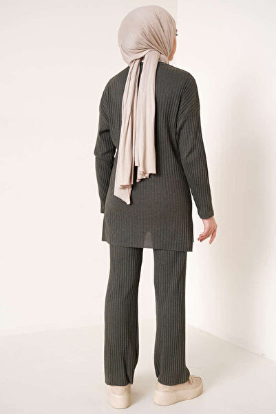 EkoGiyim Hijab Ribbed Long Sleeve Bottom-Top Double Suit Blouse Trousers
