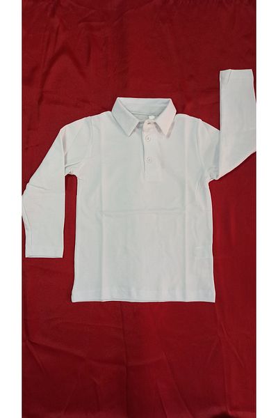 difa kids Hanorac alb de școală cu guler polo