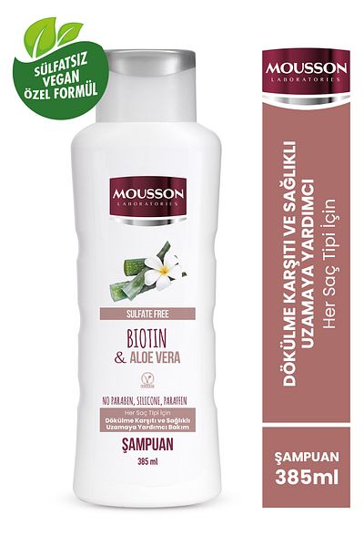 Mousson 385 ml Sulfate-Free Shampoo Containing Biotin and Aloe Vera