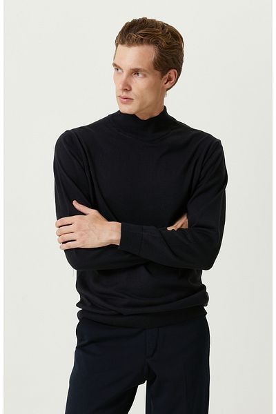 Network Navy Blue Half Fisherman Sweater