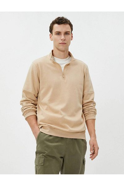 Koton 4WAM70122MK Мъжки суичър Koton БЕЖОВ