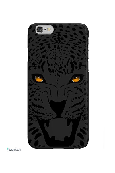 izzytech حافظة إطلاق مع شعار متوافق مع هاتف Iphone 6 و6s، أسود النمر