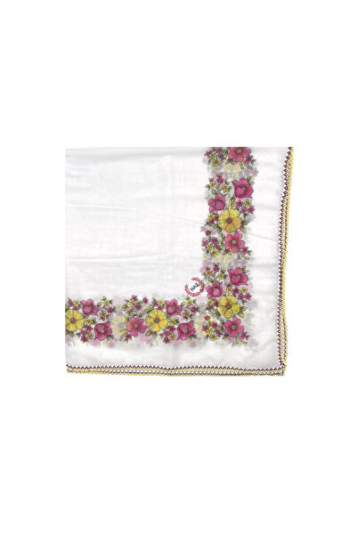 nazipek 3'lü Set %100 Pamuklu Kroşeta Oyalı Eşarp Ortası Boş Makedon Yazma 100x100cm Çiçekli Hediyelik