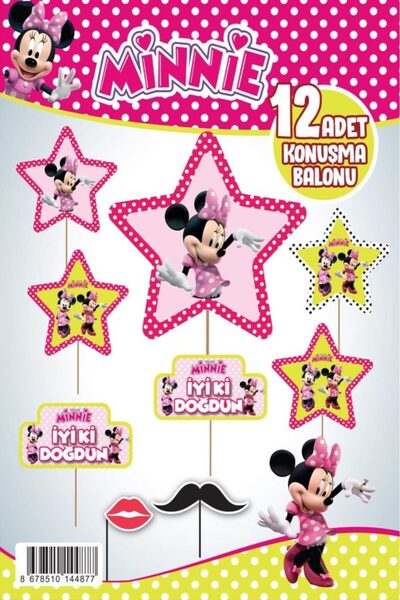 Dizayn Parti Evi Baloane cu text Minnie, pachet de 12