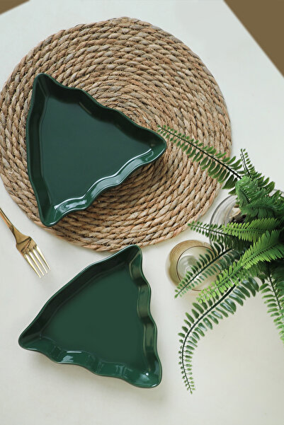 Keramika Green Pine Boat Plate - New Year 22 cm 2 Pieces
