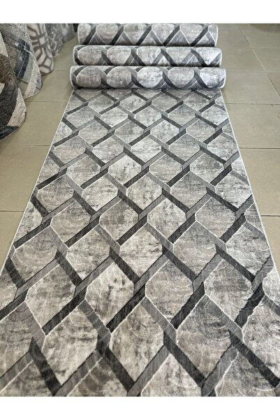 MBA Lisbon Gray Embossed Non-Slip Base - Living Room and Kitchen Hallway