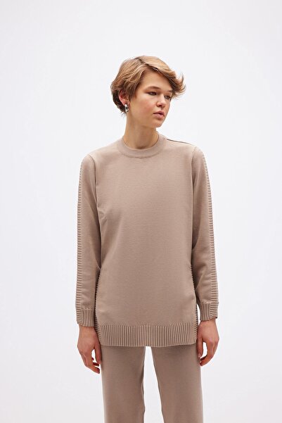 rue άνοιγμα Μακρύ πλεκτό πουλόβερ Camel