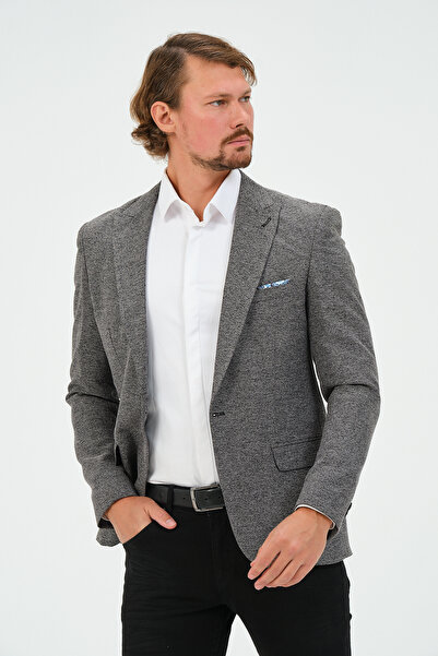 VALUE Koyu Gri Slim Fit Astarlı Erkek Blazer Ceket, Şık Ceket