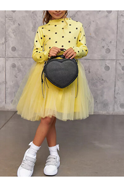 nc gift Kız Bebek Çocuk Puantiyeli 4 Mevsim Esnek Likralı Kabarık Tütü Elbise