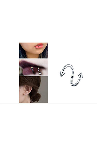 Öte Beri Öteberi 316l Cerrahi Çelik Silver Spikes Spiral Tragus Helix Kıkırda...