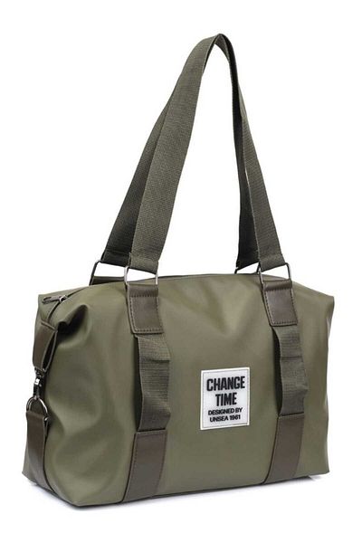 KIRASE Women's Khaki Sports Belt Detailed Shopper Shoulder Bag