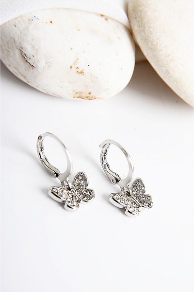 EUROMODA Butterfly Design Zircon Stone Necklace Earring Set