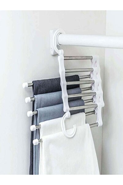 İNDİRİM PRO 5-панелен сгъваем гардероб, закачалка за панталони, която може да се закачи на желязо, подвижен преносим органайзер за закачалки