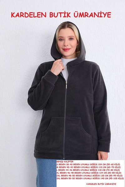 Kardelen Butik Ümraniye Winter Fleece Zippered Smoked Anthracite