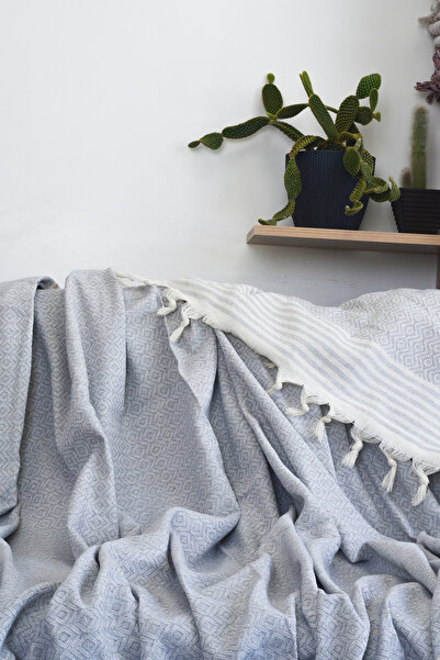 Mutlu Çeyiz Diamond Cotton Knitted Sofa Sofa Bed Cover Multi-Purpose 180x300 Cm Gray Seat Cover