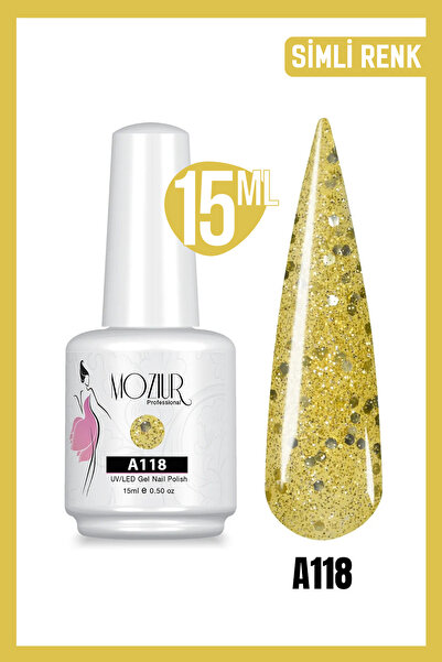 MOZIUR Kalıcı Oje Uv Led A118 (SİMLİ RENK) 15ml