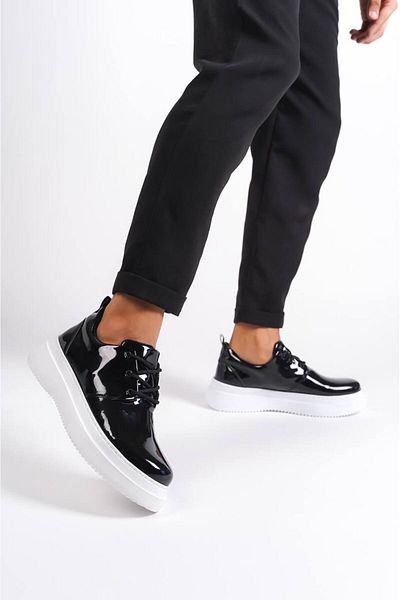 modalem KB X3 Black Patent Leather Lace-up Casual Men's Shoes