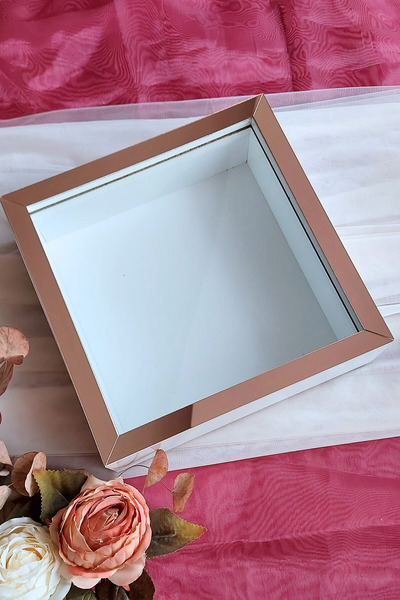 Verda Çerçeve 25x25 Cm White-rose Deep Memory Frame-6 Cm Depth Memory Frame Rose Box!Hkm Commerce
