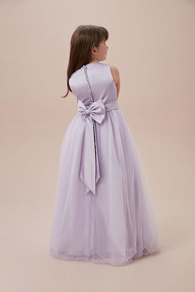 Oleg Cassini Lilac Boat Neck Long Children's Dress