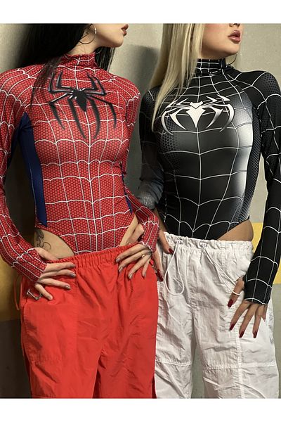 Gofeel Black-Spider Snap-On Bodysuit