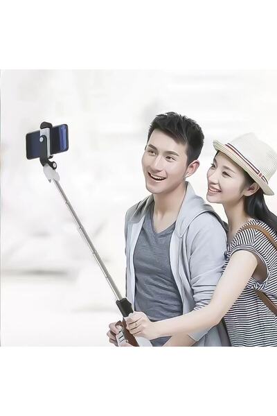 ELSE NIPPON Siyah-beyaz Bluetooth Kumandalı Selfie Çubuğu-tripod Vlog Monopod Telefon Tutucu