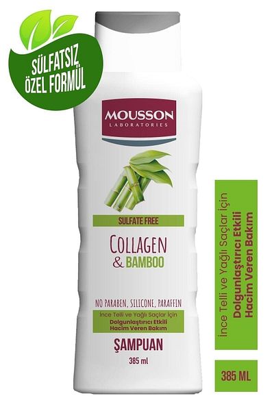 Mousson 385 ml Volume - Intensifying Sulfate-Free Shampoo Containing Collagen and Bamboo