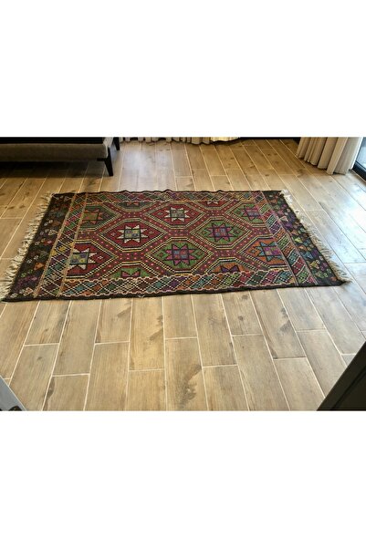 QUALITYHOME ANTİKA KİLİM 1980 EL DOKUMA KÖK BOYALI YÜN KEÇİ KILI KARIŞIMI 170...