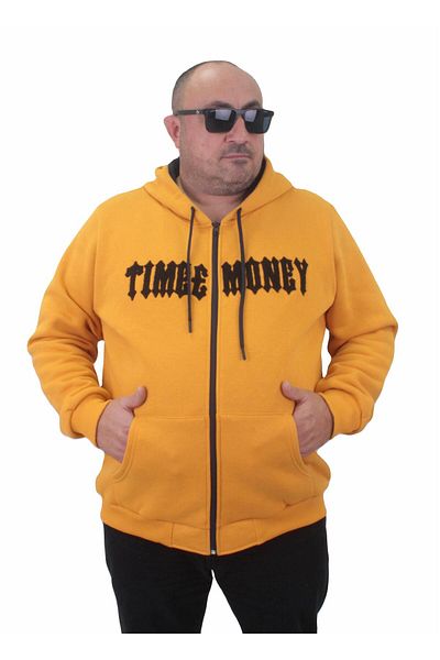 MocGrande Φούτερ με φερμουάρ μεγάλου μεγέθους Time Money 23218 MUSTARD