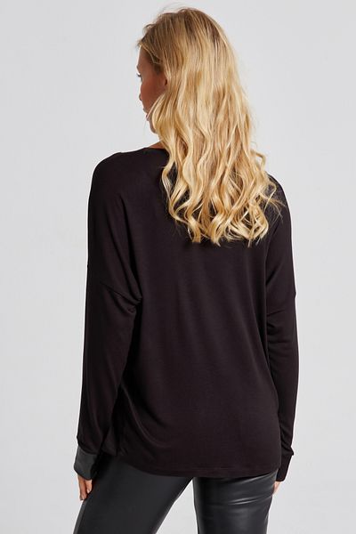 Cool & Sexy Schwarze Freizeitbluse aus Kunstleder für Damen ST827