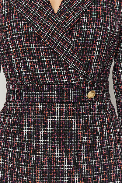 Trendyol Collection Černé dvouřadé tkané tkané šaty TWOAW24EL00339