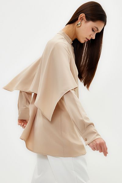 Trendyol Modest Stone Judge Collar Tie Shawl Detailed Woven Shirt TCTSS24TG00001