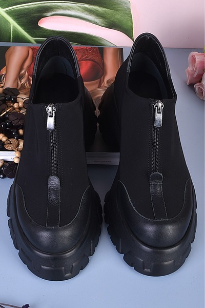 ss shoe & schuh Shoe Schuh Kadın Kalın Taban Deri Detaylı Ayakkabı