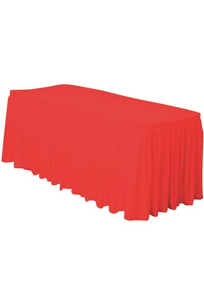 Roll-Up Red Plastic Table Skirt - 75x426 Cm
