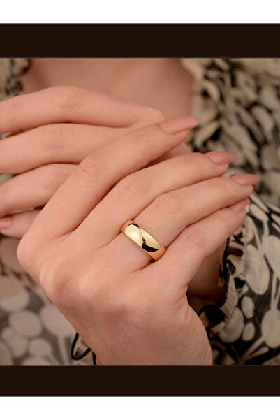MaGold Düz Bombeli Içi Dolu Bombe 6 Mm 14 Ayar Altın Alyans Yüzük