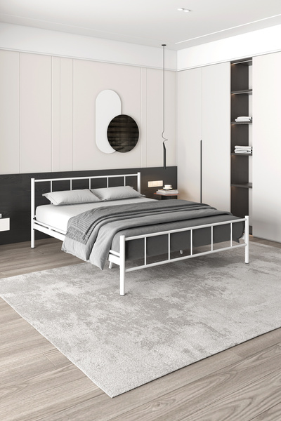 FANO Mira Metal Karyola Beyaz Çift Kişilik Ferforje Yatak 140x190, 140x200, 150x200, 160x200