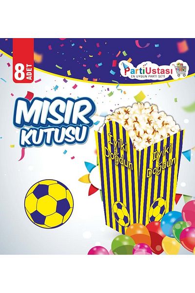 TURKUAZ PARTY Corn Box - Yellow Navy Blue - 15x15 Cm