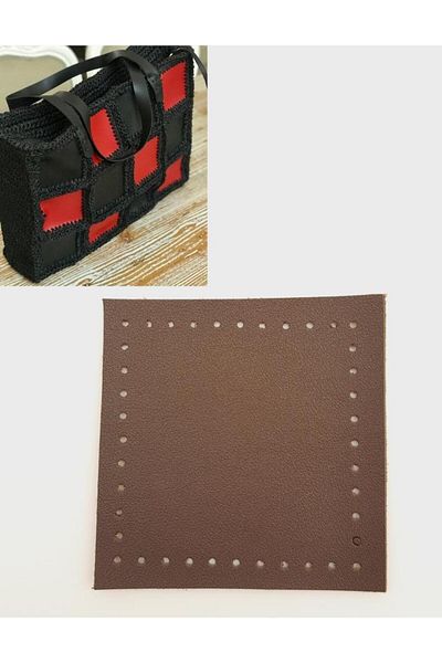 angel çanta aksesuar 10x10 Cm Square Faux Leather Dark Brown 1 Piece