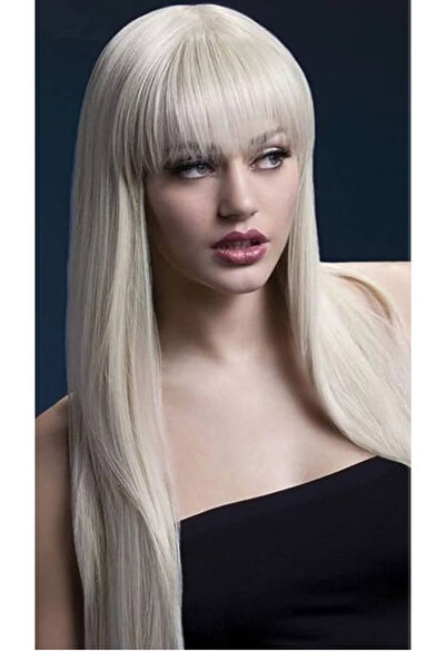 8 Kadına Dair Herşey Uzun Düz Sarı Fiber Sentetik Peruk